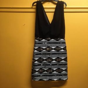 Y2K A'gaci A'gaci silver white gold sequin sleeveless crossover top dress Med